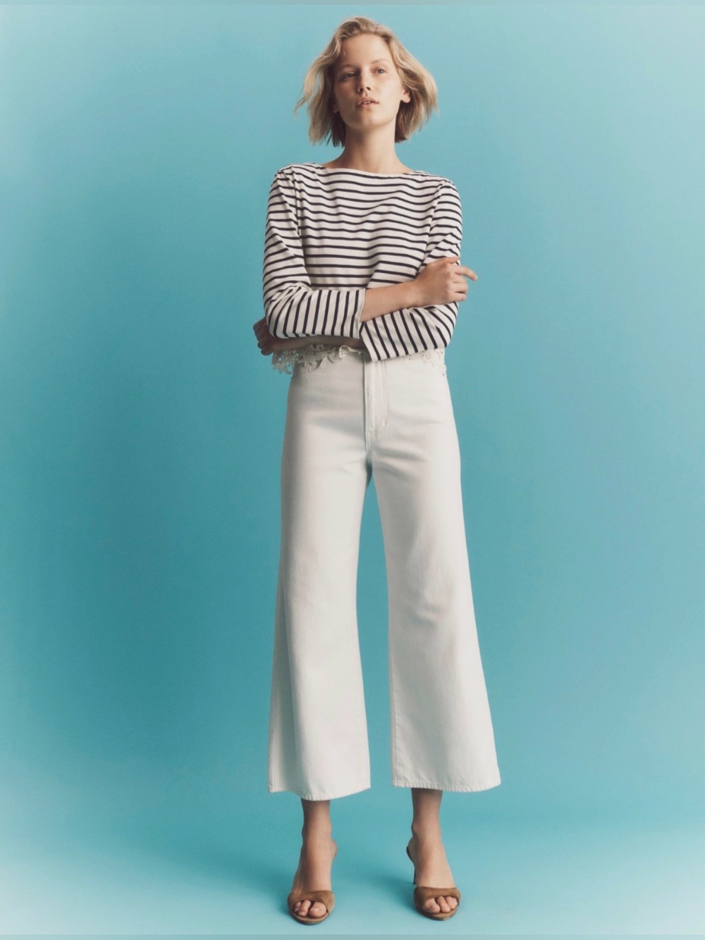 Veronica Beard Taylor Cropped Wide-Leg Jean